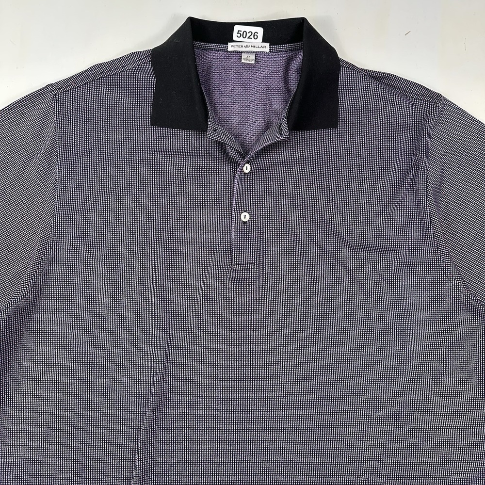VTG Peter Millar Crown Polo Shirt Mens XL 100% Cotton Blue Red Plaid Geometric